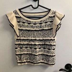 Anthropologie open back knit sweater tank with ruffle sleeves - size XS